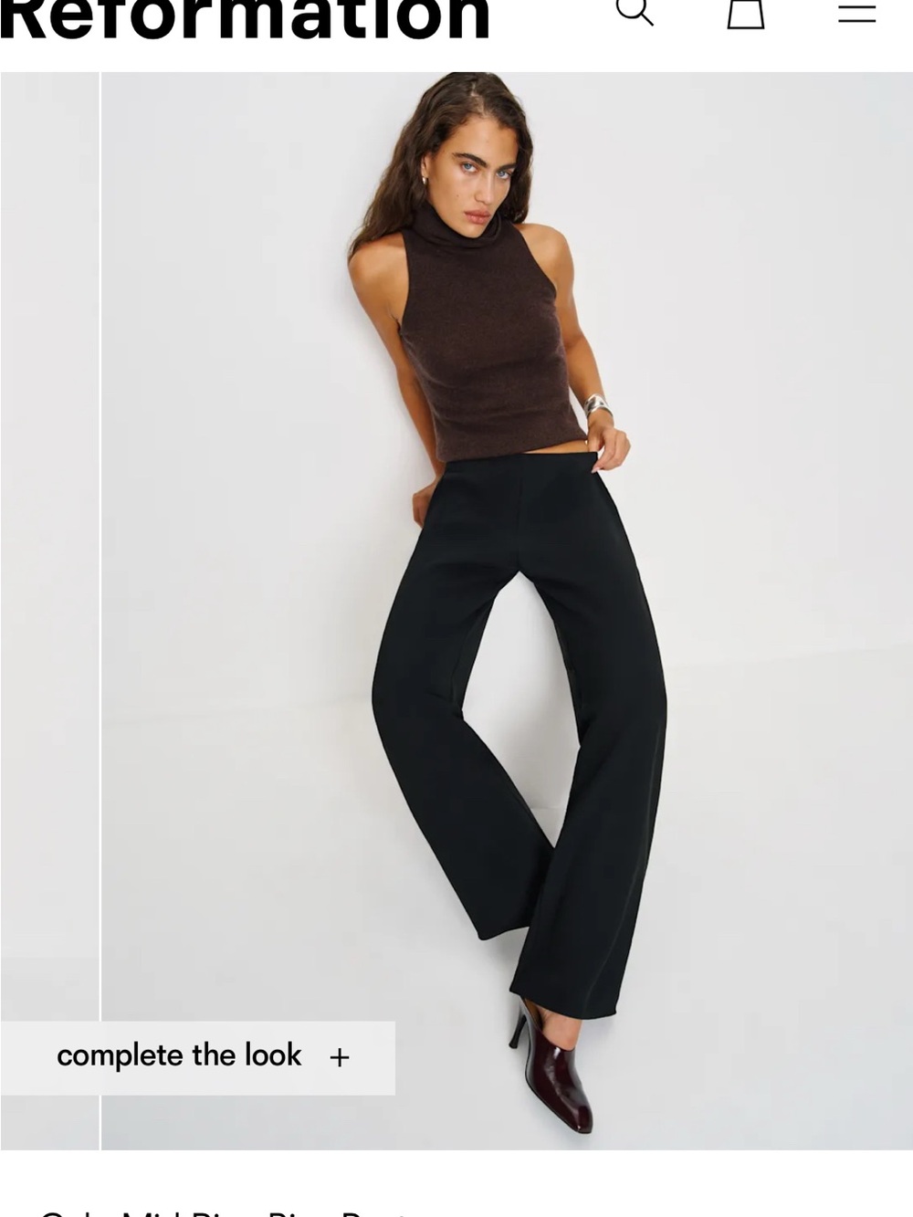 Reformation Gale Mid Rise Pant — Black NWT - Picture 4 of 8